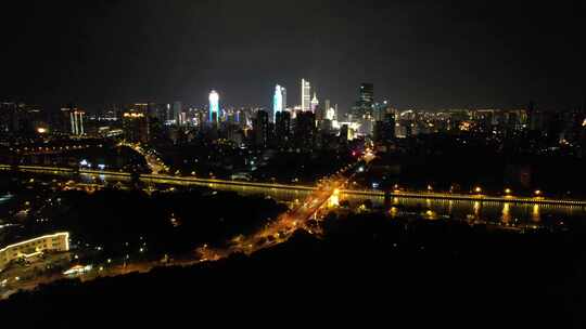 江苏无锡城市夜景惠山古镇航拍