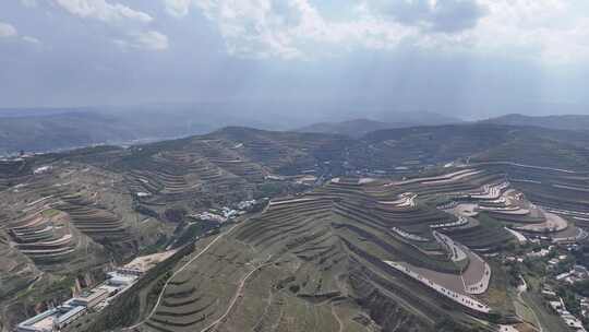 甘肃定西山川地地貌黄土高原航拍