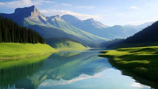 山峰山水湖泊自然风景