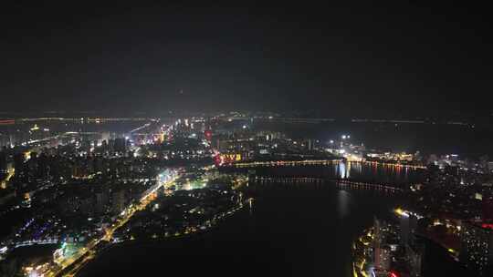 航拍江西九江浔阳区夜景灯光