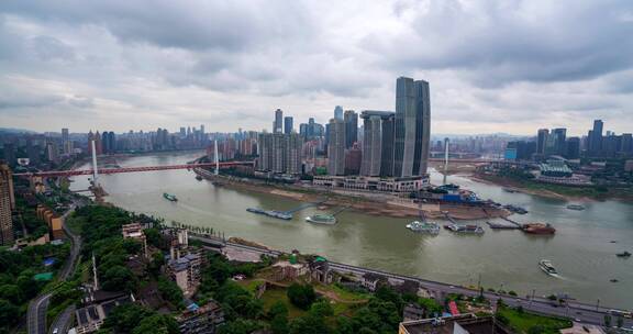 4k 航拍重庆城市金融中心摩天大楼延时拍摄