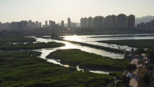 泉州洛阳桥落日全景