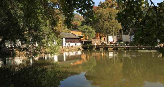 秋天苏州天平山古建筑秋叶秋色