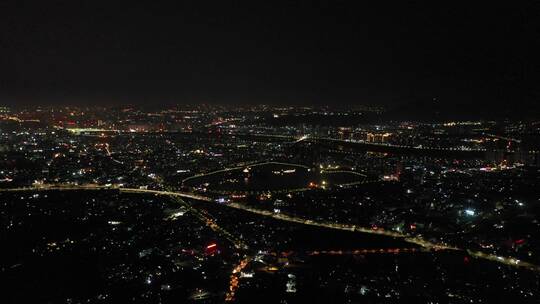 泉州市区夜景航拍500米高空泉州城市大景