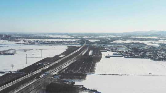 航拍雪景 唯美冬日空镜 立冬 冬至节气