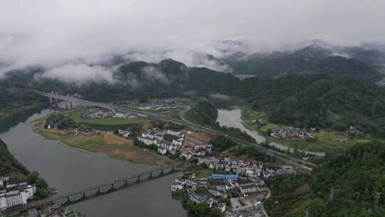 春日新安江山水画廊风光航拍素材