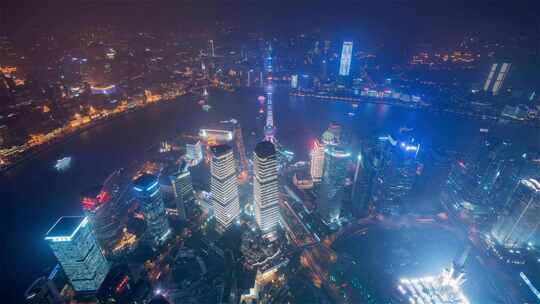 夜晚上海东方明珠塔璀璨夜景航拍3