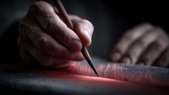 笔尖下的艺术线条在纸上舞动