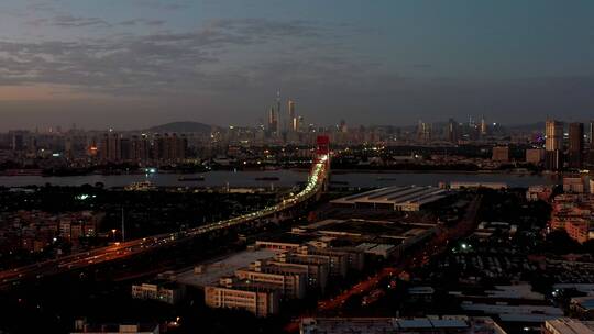 广州新光大桥夜景航拍风光