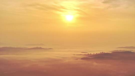 海南风光 夕阳日出云海 金色云层