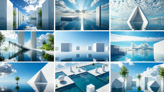 抽象创意意境空间设计 极简主义水景艺术