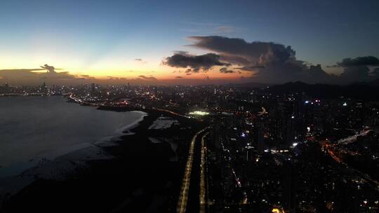 深圳湾日落夕阳霞光万丈