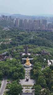 竖屏航拍重庆华岩旅游风景区华岩寺