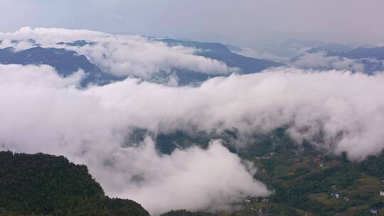 4k航拍高山峡谷云海