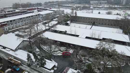 武汉武昌农民运动讲习所雪景航拍