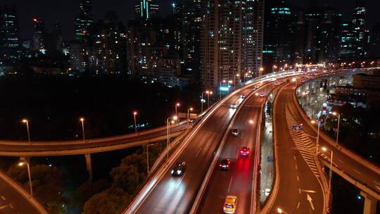上海 城市航拍 交通 高架桥 延安高架路