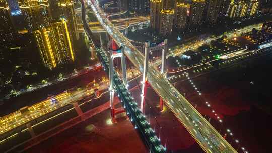 重庆鹅公岩大桥夜景航拍视频素材模板下载