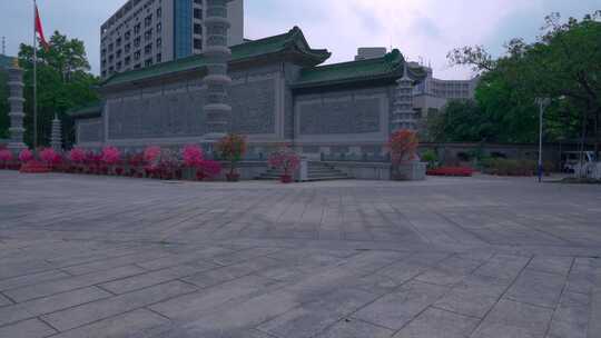 佛山顺德宝林寺休闲广场与中式传统屏风建筑