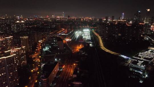 上海南站铁路线航拍视频素材模板下载