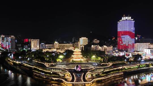 四川宜宾合江门广场夜景