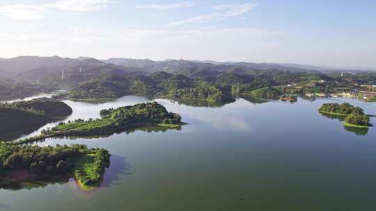 成都东部新区简阳三岔湖水库三岔湖景区航拍