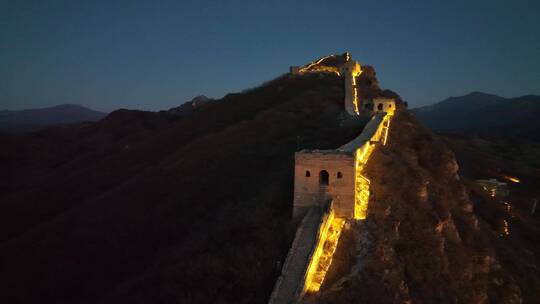 长城夜景超清航拍御三夜景拍摄不一样的长城视频素材模板下载