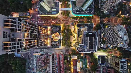 航拍上海市中心繁荣商业圈夜景