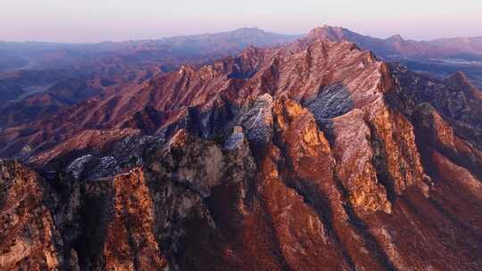4K航拍北京司马台长城日落美景