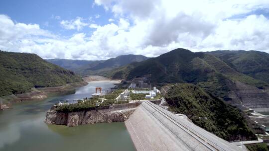 澜沧江水库 水电 水坝 水电工程建设 航拍视频素材模板下载