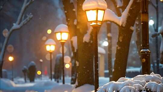 冬天冬季雪景冰晶雪花特写大雪下雪天冬至冰