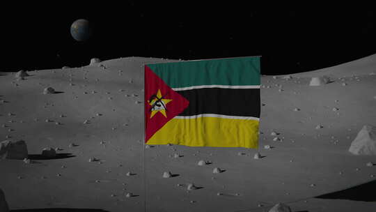 月球上的莫桑比克国旗|UHD|60fps