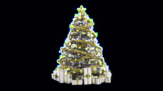 带灯的白色圣诞树