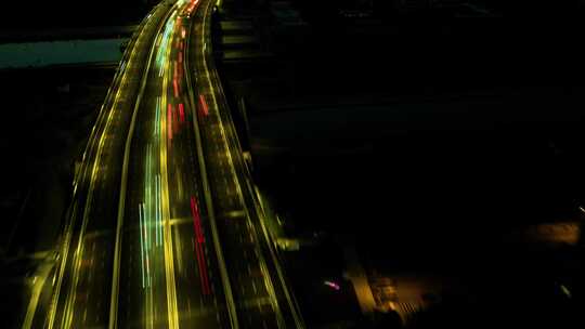 夜晚马路公路汽车车流延时