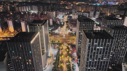 城市夜景城市建筑城市交通航拍4K视频素材模板下载