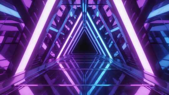 紫蓝色霓虹光影隧道