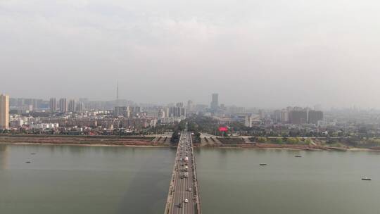航拍湖南湘江湘潭大桥