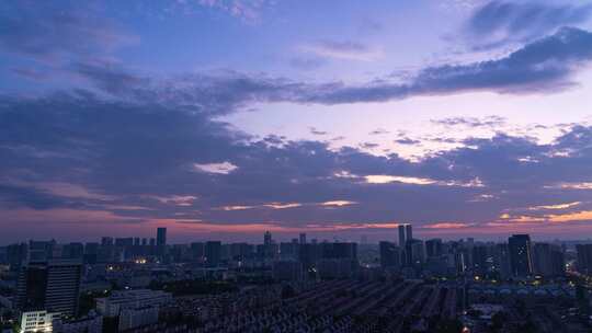 杭州滨江城市日出风景延时