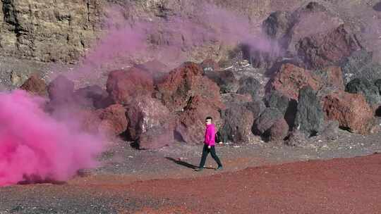 乌兰哈达火山烟雾航拍