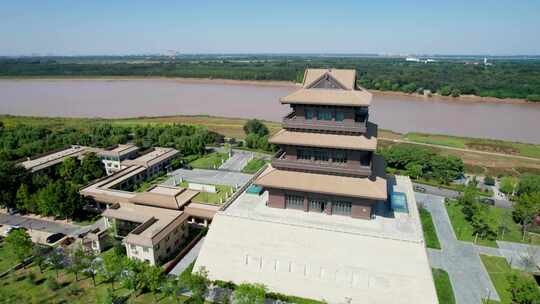 山东济南百里黄河风景区鹊华楼风景