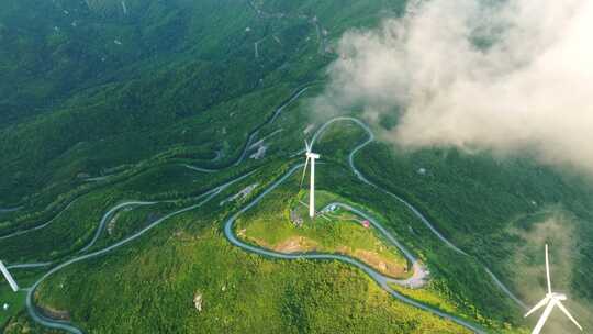 广东上川岛海岛风车山日出风力发电清洁能源