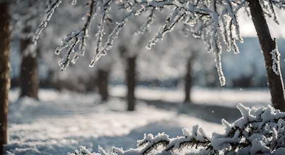 冬天雪地特写雪天风景下雪风光唯美冬季雪景