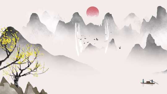 中式水墨山水风景