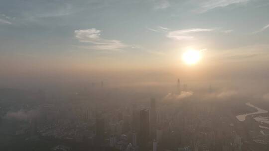 广角航拍华强南和罗湖区地标