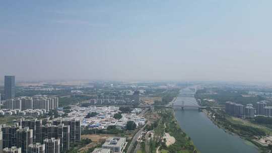 航拍河南漯河风景景区城市风光城市建设