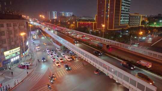 涧塘立交桥车流交通航拍长沙夜景夜晚车辆岳