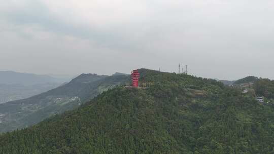 四川达州凤凰山风景名胜区凤凰楼航拍