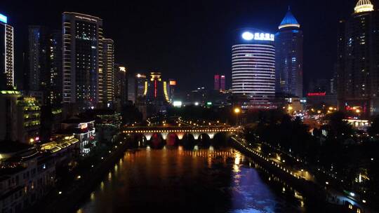 航拍贵州贵阳城市夜景