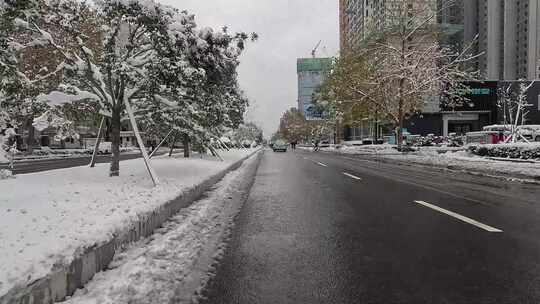 雪后城市交通积雪素材视频素材模板下载