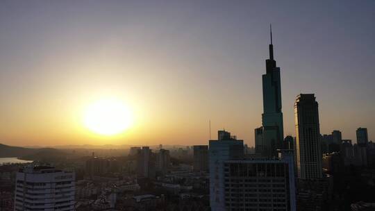 南京日出航拍紫峰大厦