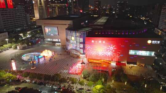 台州椒江青悦城商场夜晚夜景航拍